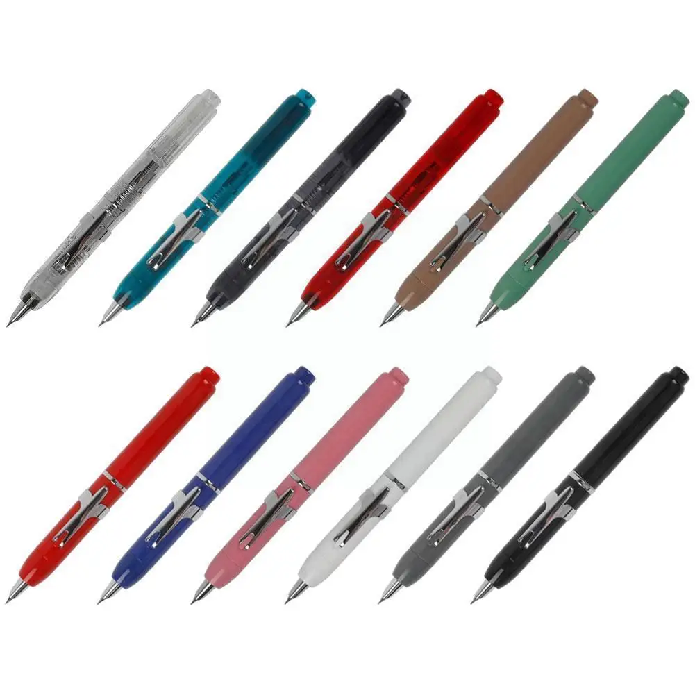 

1pc Press-type Fountain Pen Transparent Resin Pen Dark Supplies Gifts Converter Filler Business 0.5mm Tip Office Stationery X9m0
