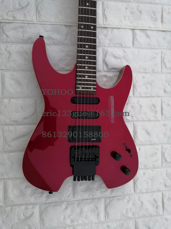 Металлическая красная твердая электрическая гитара без головы - Цена: 16284.56