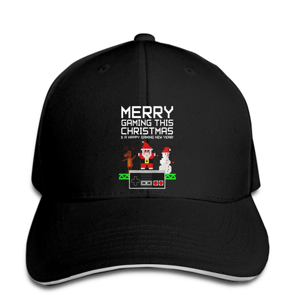 

Baseball Cap Men Merry Gaming Christmas Gaming Year Funny 8 Bi cool Printed top Snapback hat peaked