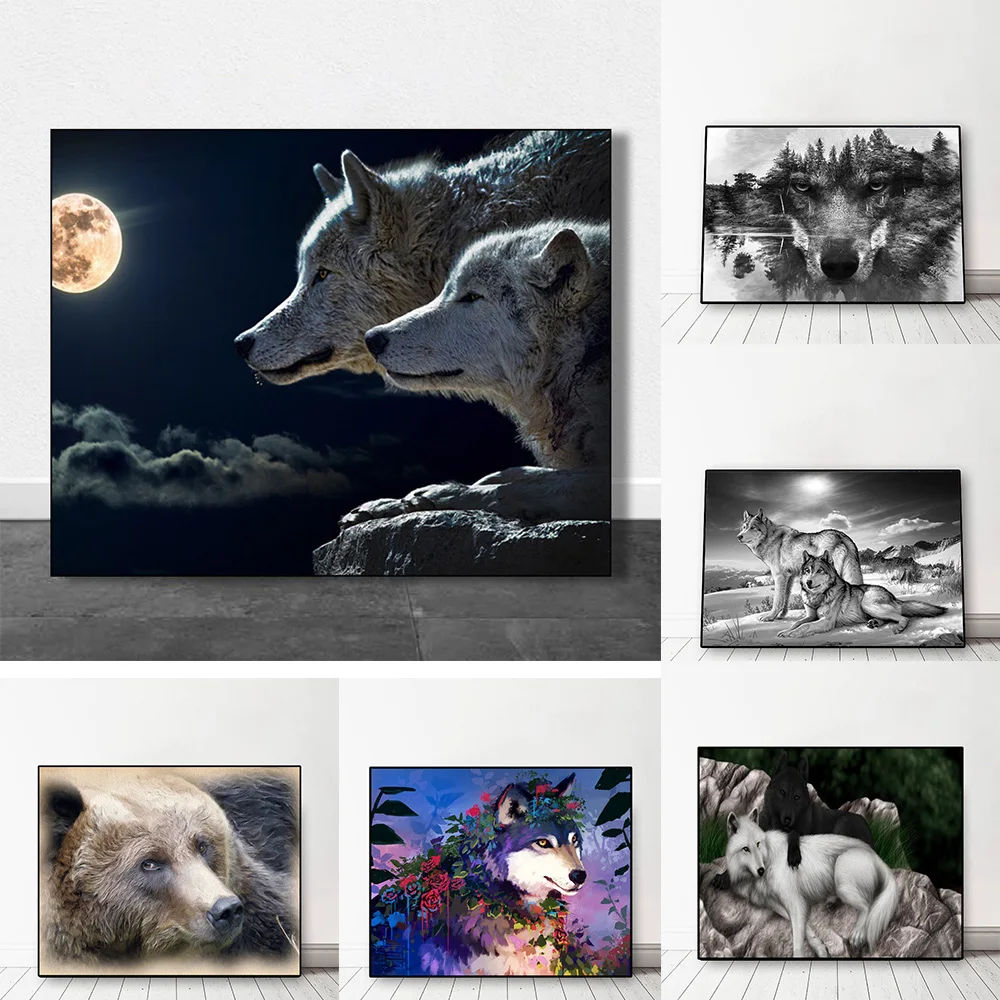 

Animal Poster Paintings for Interior Wolf Canvas Prints On The Wall Modern Home Room Decoration Pictures for Bedroom Design