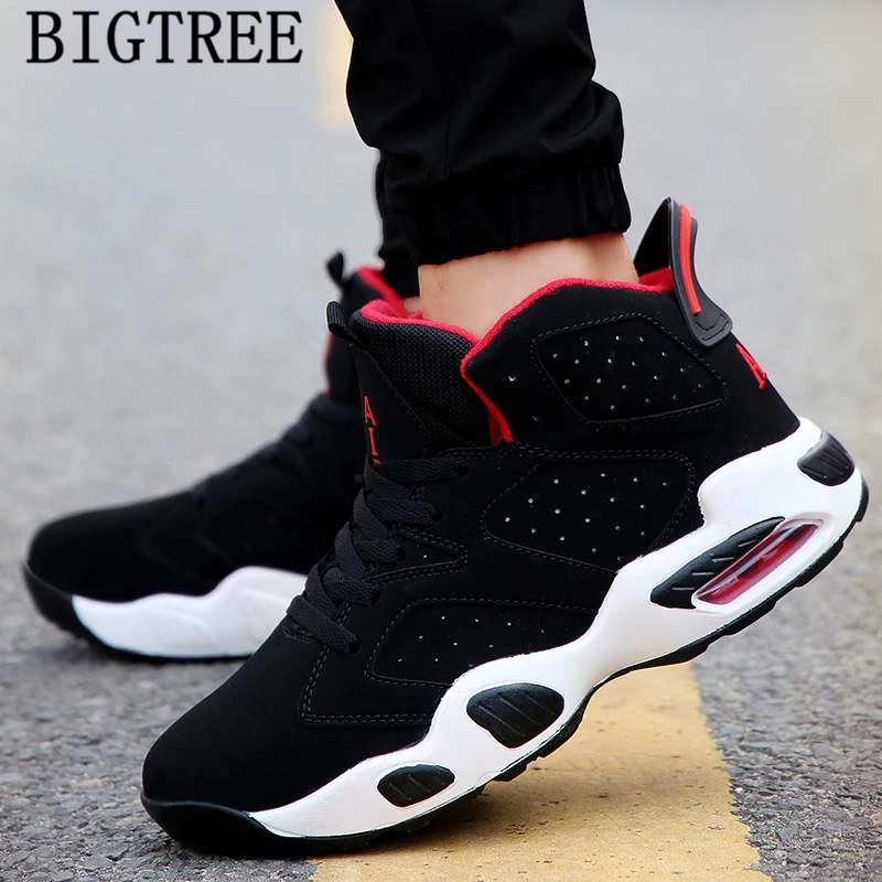 Повседневная обувь Мужские ботинки Зимняя Кожаные сникерсы черного цвета