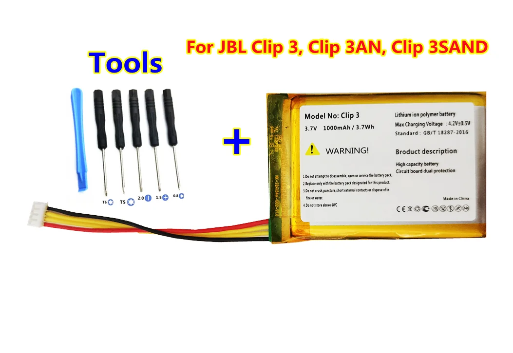 + Инструменты! Батарея 1000 мАч MLP553851 L0721 LF для JBL Clip 3 3AN 3SAND|Батареи MP3/MP4 плееров| |