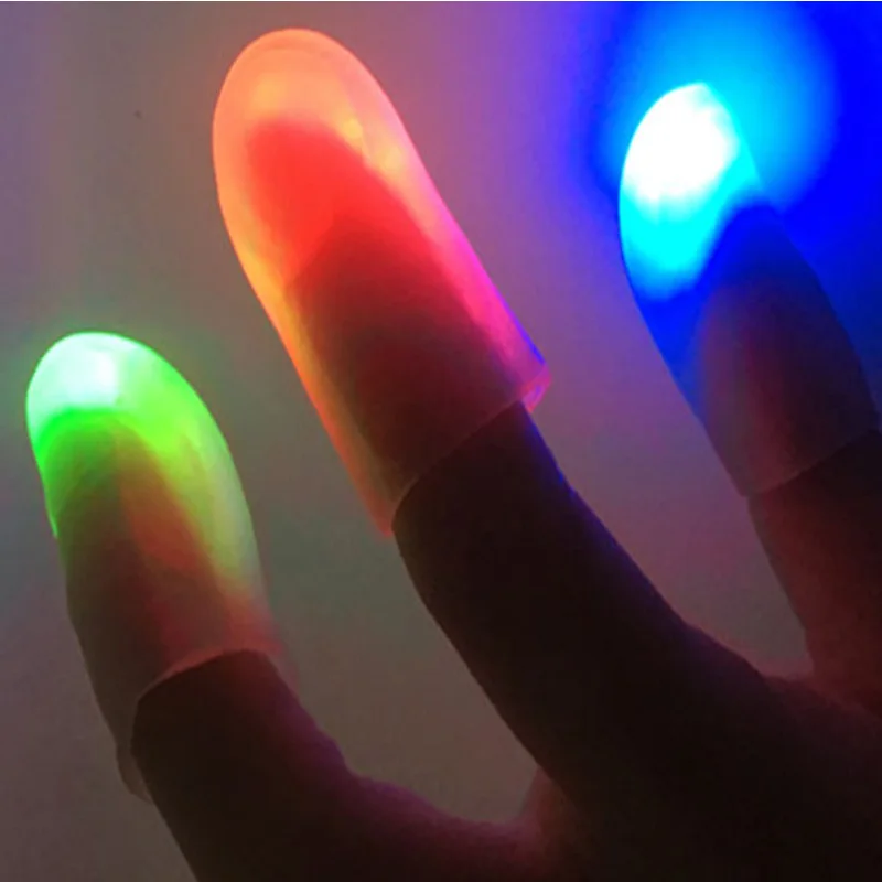 

1 Pair Creative Magic Props Toy Red Light Up Thumb Light With LED Illusion Soft Standard Size Halloween Party Toys For Children