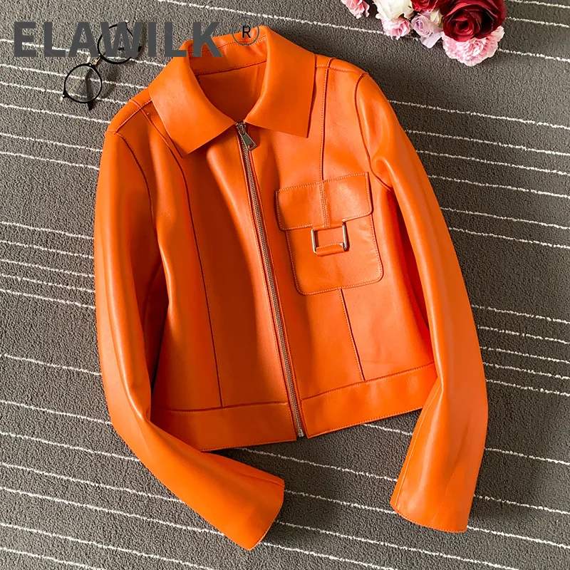 

2021 Autumn Chic women's Real leather jackets High quality sheepskin genuine leather coat C182