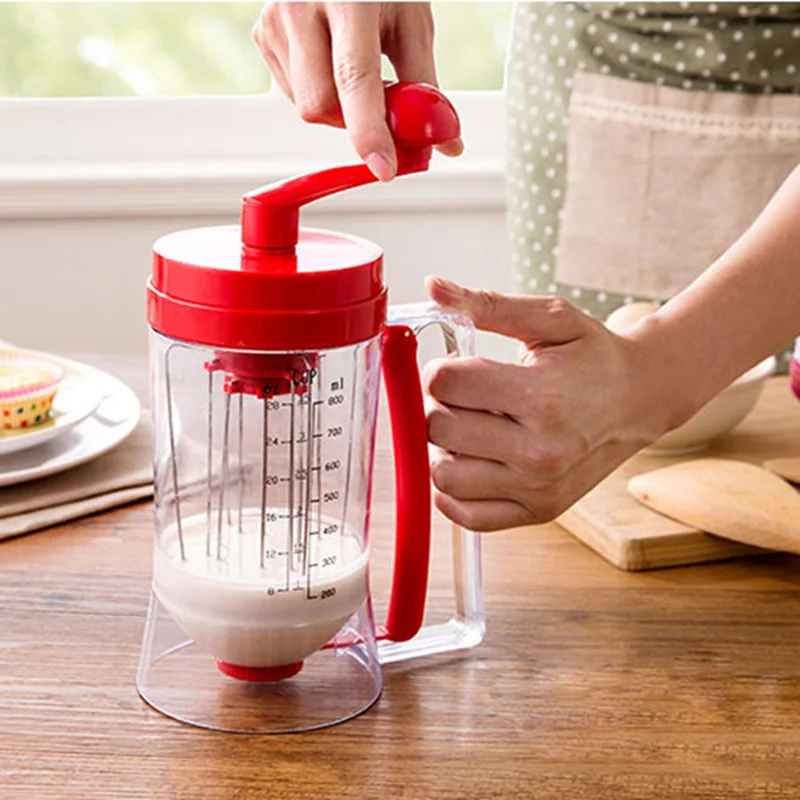 

Upgrade Hand-cranked Batter Dispenser funnel Icing Piping Cream Speratator Measuring Cup funnel for Cupcake Pancake Egg Whisk