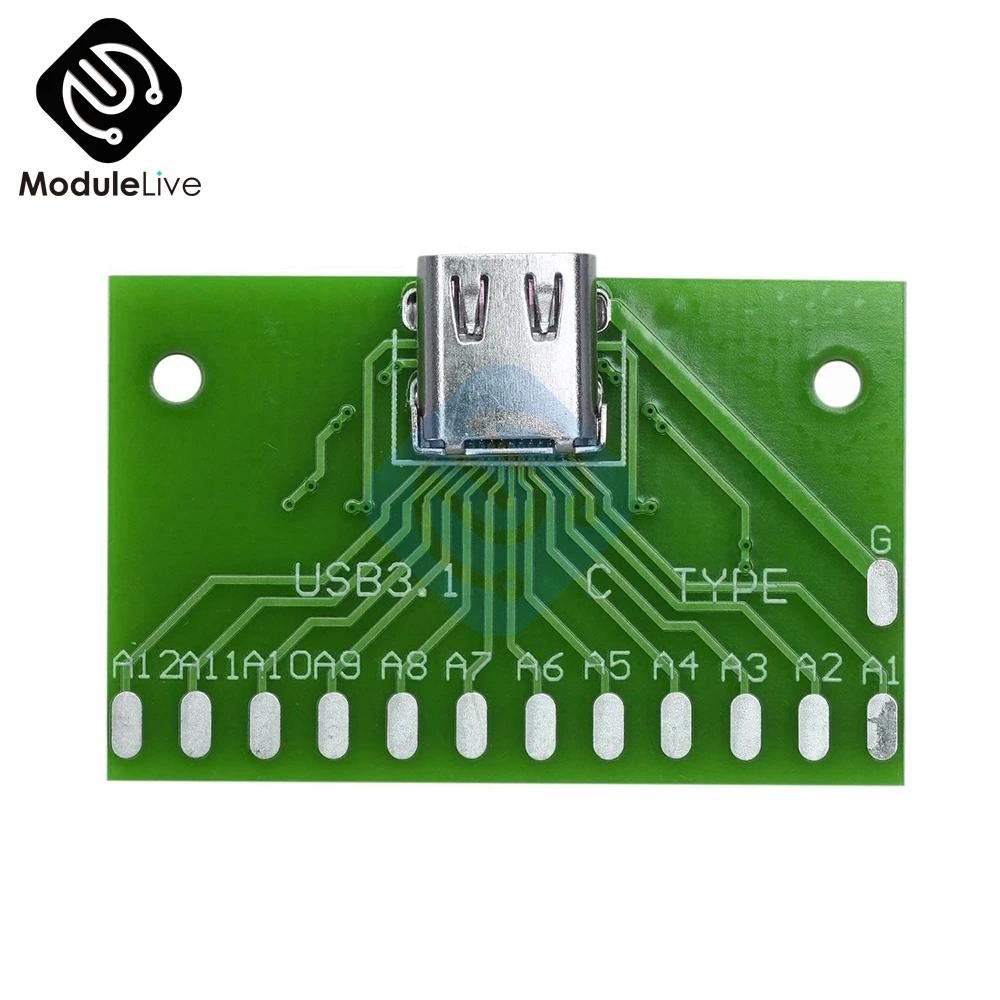 Type-C USB 3 1 гнездовой разъем адаптер плата PCB 24P Базовая тестовая блок питания 40*25 мм