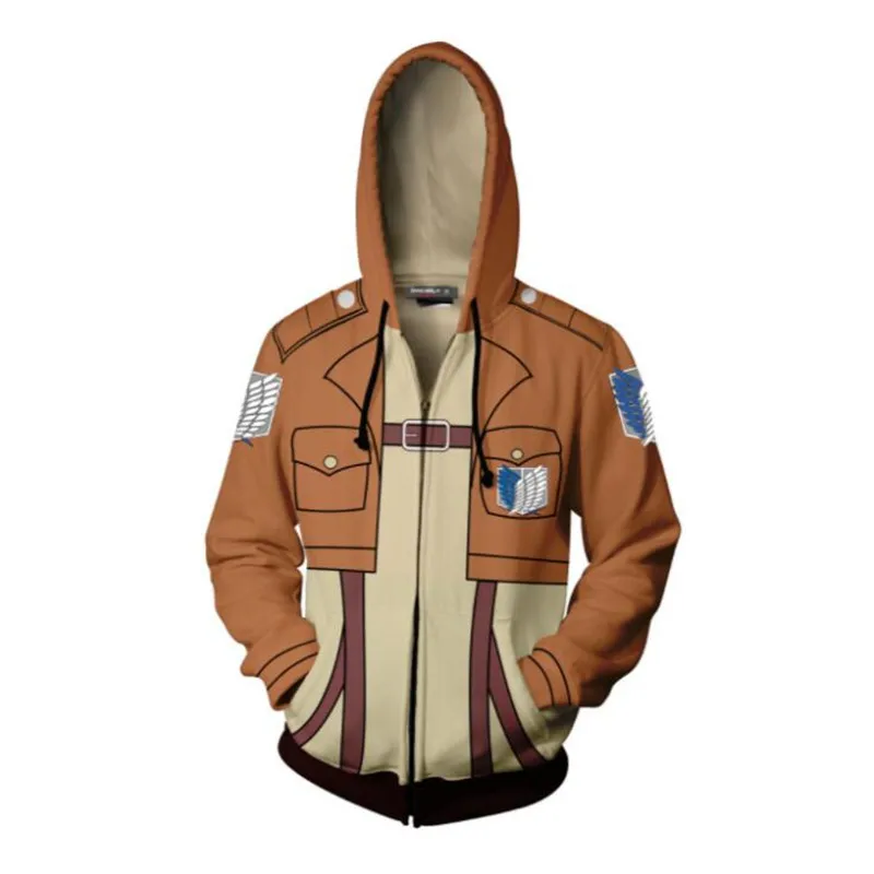 

Японский свитер с аниме «атака на Титанов» для женщин и мужчин, толстовка с капюшоном на молнии, куртка, свитшоты, Леви Акерман, костюмы, косп...