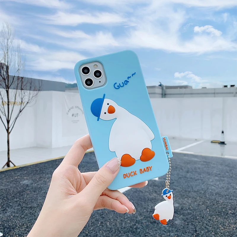 

3D Cartoon Cute Duck Soft Silicone Phone Case for IPhone 12 Mini 11 Pro Max XS MAX X XR 8 7 6 Plus SE 2020 Tpu 360 Full Cover