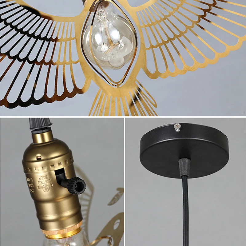 Креативная Люстра для птиц скандинавский ресторан люстра бара спальни Золотая