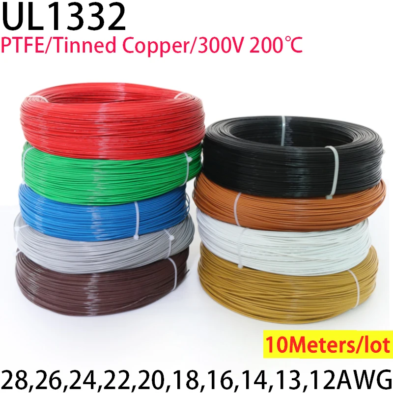 

10M UL1332 PTFE Wire 28/26/24/22/20/18/16/14/13/12AWG FEP Plastic Insulated High Temperature Electron Cable 300V