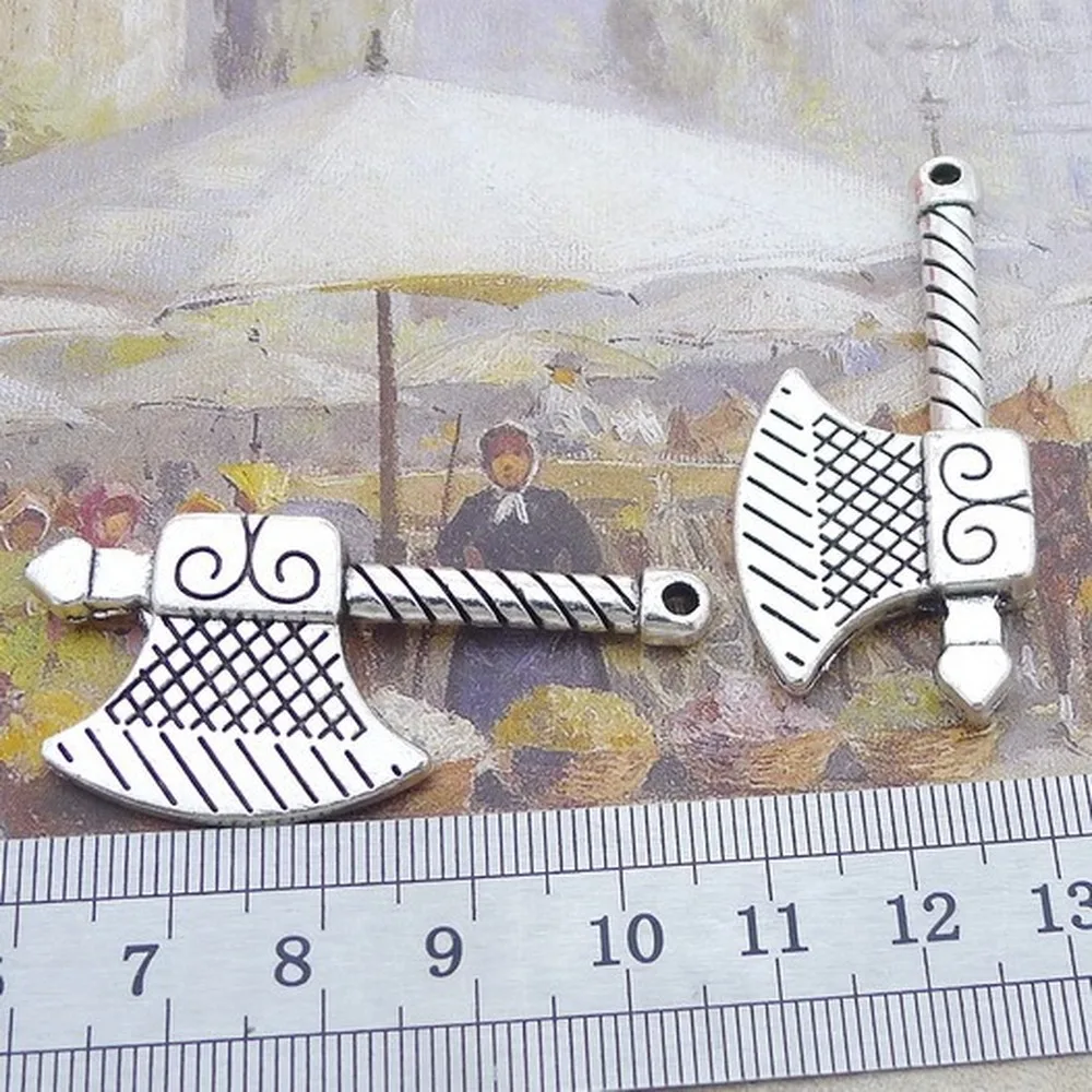 30 шт амулеты Ax 22 мм x 48 Сделай Сам ювелирное изделие Кулон Античный серебряный