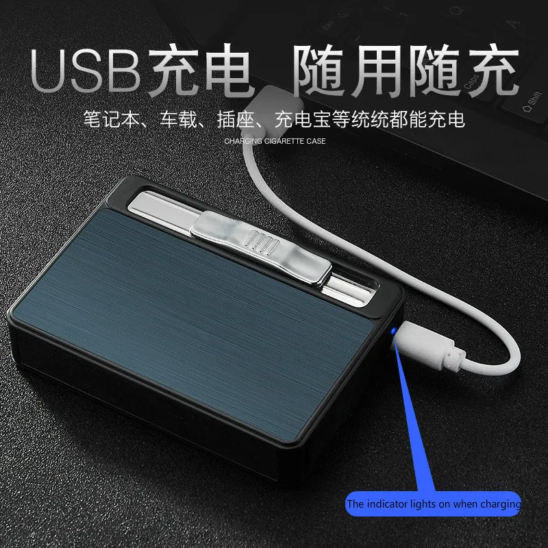 Мужской 10 сигарет металлический ящик автоматический портсигар USB заряженный