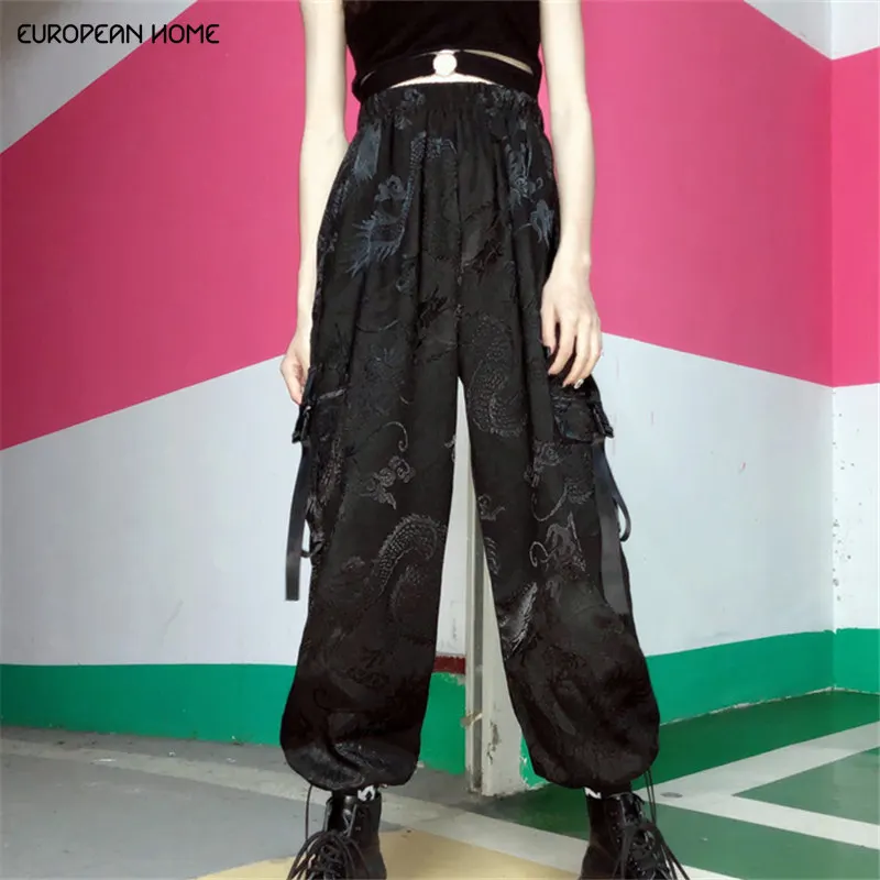 Женские брюки карго в стиле ретро повседневные свободные большого размера плюс с