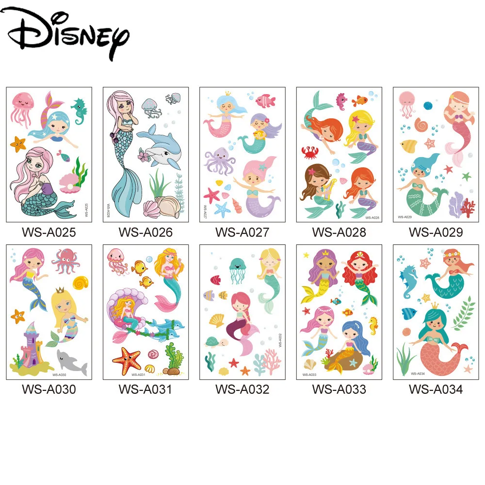 

Disney children's cartoon mermaid tattoo stickers dream pink princess waterproof environmental protection disposable stickers