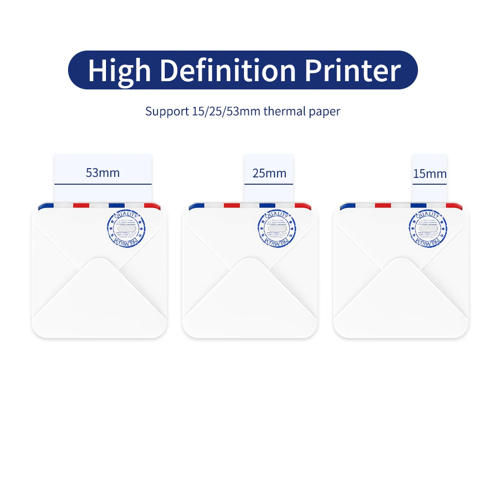 Portable Thermal Printer BT Wireless Pocket 300dpi Support 15-53mm Paper Width Multiple Langulage Print Use with APP | Компьютеры и