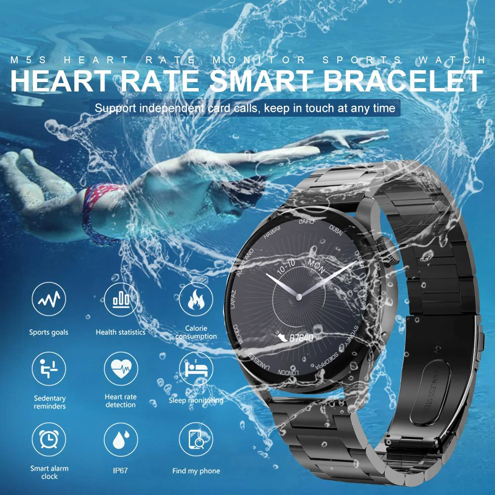 

Bluetooth Call Smart Watch Men Full Touch Screen IP68 Waterproof Wireless Charging Heart Rate Smartwatch For Huawei Xiaomi Phone