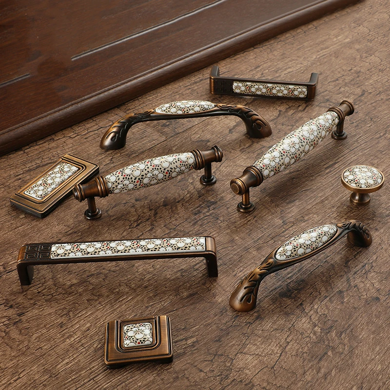 Античные бронзовые керамические ручки для шкафов винтажные ящиков Ручки шкафа