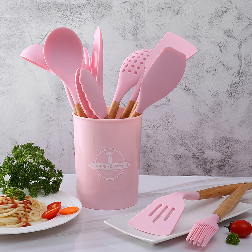 

13/12PCS Silicone Cooking Utensils Non-stick Baking Tools Spatula Cookware Gadget Mixing Batter Scraper Noodle Soup Shovel