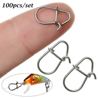 100pcslot stainless steel snap fishing barrel swivel safety snaps hooks fishhook fishing tackle box accessory tool lures