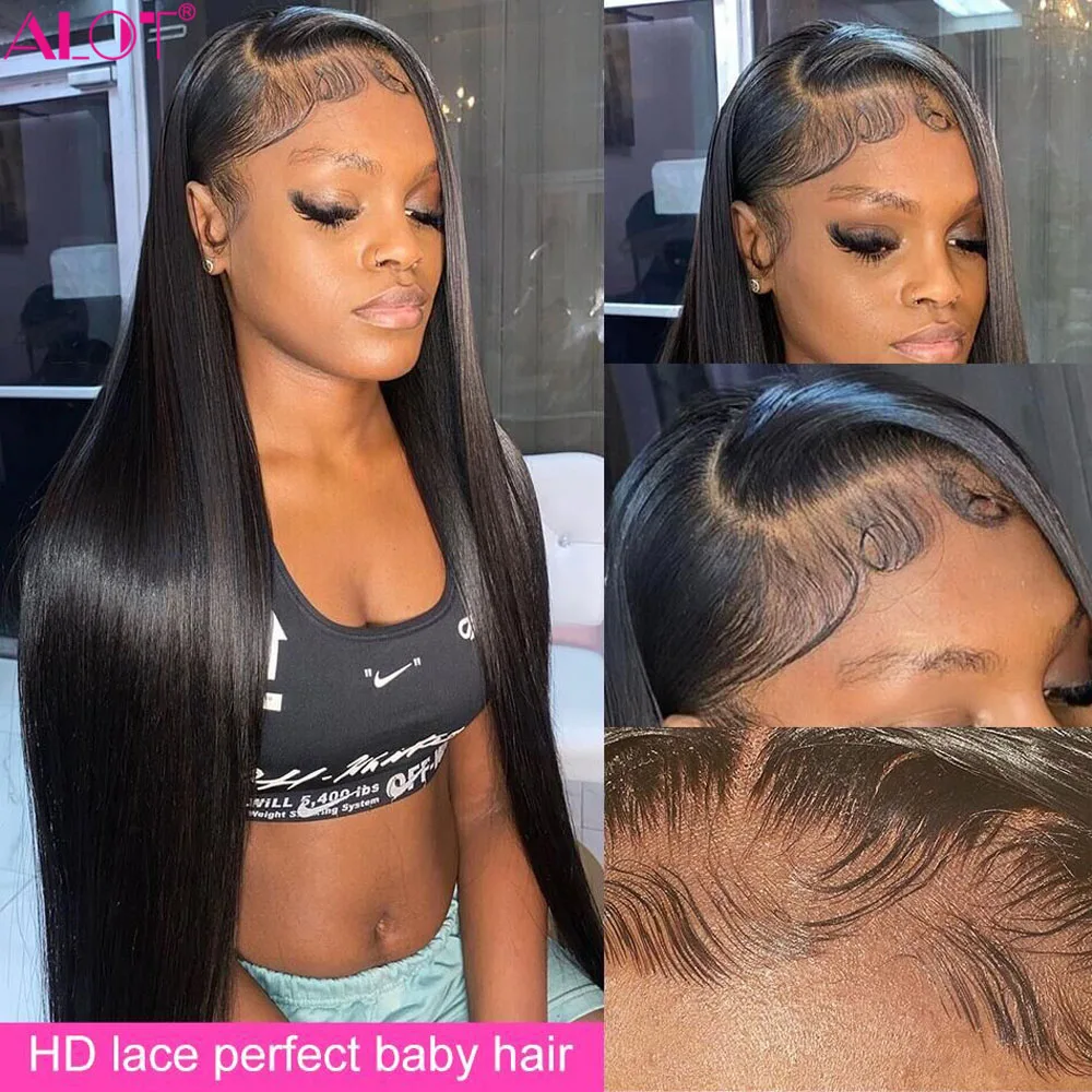 Прямой парик на сетке спереди 13x6 бразильские человеческие волосы HD парики из