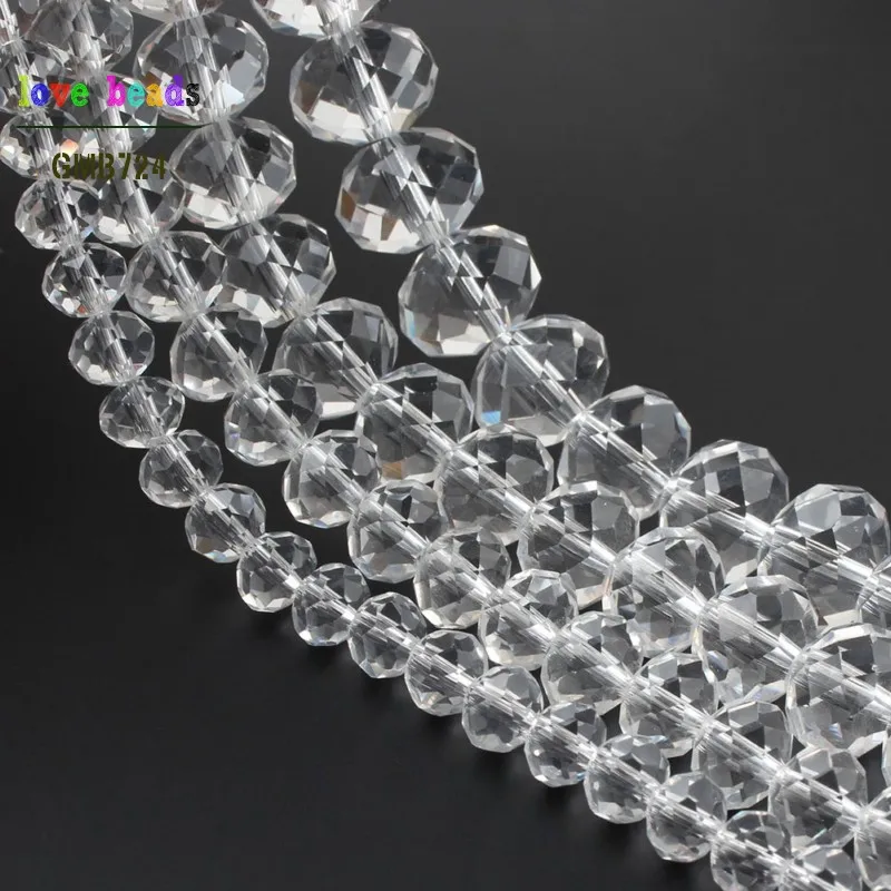 Оптовая продажа граненого прозрачного стекла ронделли разделительные бусины