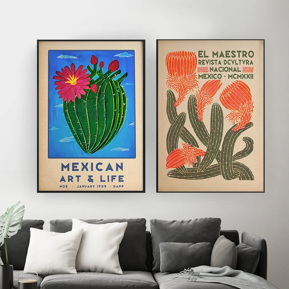 Художественная Настенная картина мексиканской культуры винтажный цветочный