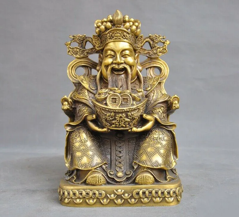 

Свадебное украшение Китайская народная латунная медная слитка yuanbao Mammon Богатство Бог плутус статуя