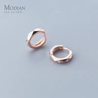 modian silver 925 jewelry minimalism clear cz hoop earrings for women sterling silver 925 anti allergy fine jewelry gifts