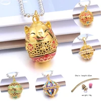 golden cat aromatherapy necklace open lockets aroma diffuser necklace perfume essential oil diffuser aroma pendant necklaces