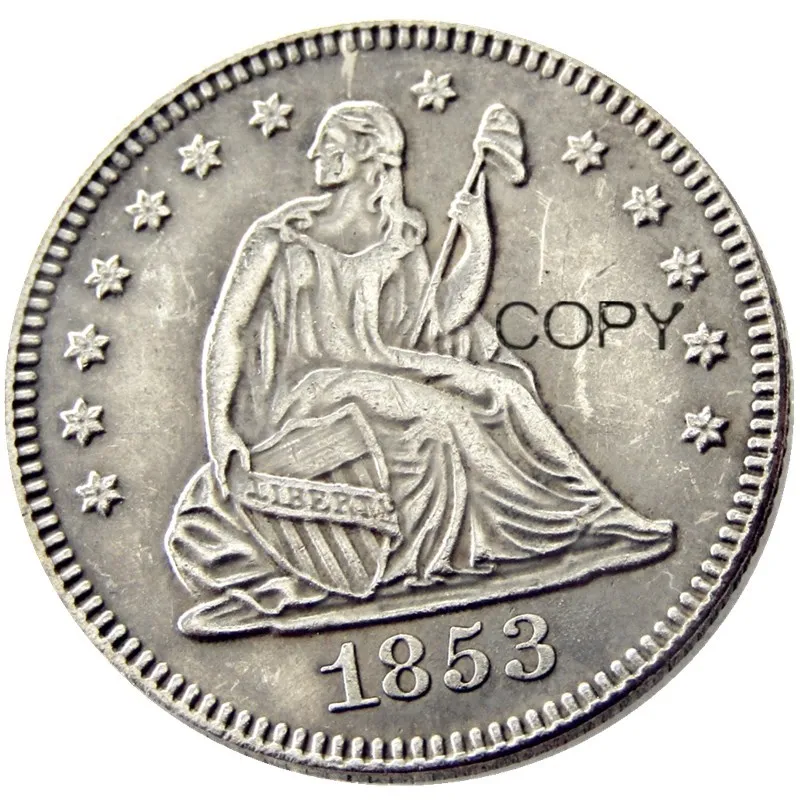 

Копия посеребренной монеты, 1853 г., «Сидящая свобода»