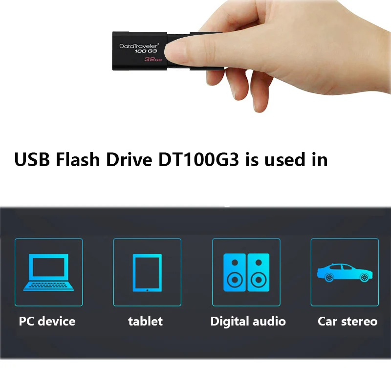 Kingston DT100G3 USB флеш накопитель 16 ГБ 32 64 100% 128 ГБ|USB флэш-накопители| |