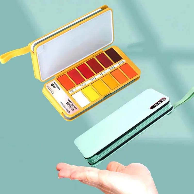 Folding fan-shaped solid watercolor paint portable concentrated art painting set also can be used for nail dyeing materials | Дом и сад