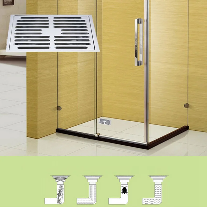

Copper Bathroom Floor Drain, Balcony Floor Drain, Square Style Deodorant, Bathroom Shower Floor Drain 100X100MM
