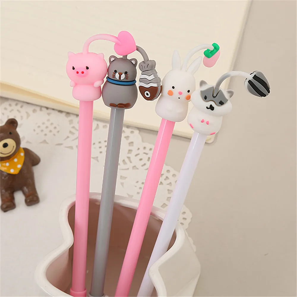 

2pcs Kawaii Stationery Hamster Pig Rabbit Cat Gel Pens Cartoon Black Ink Signature Pen Cute School Office Supply Promotion Gifts
