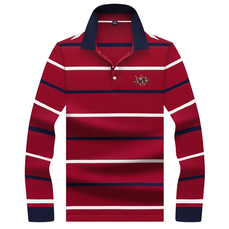 Весенне осенняя мужская рубашка поло с длинным рукавом высокое качество хлопок в