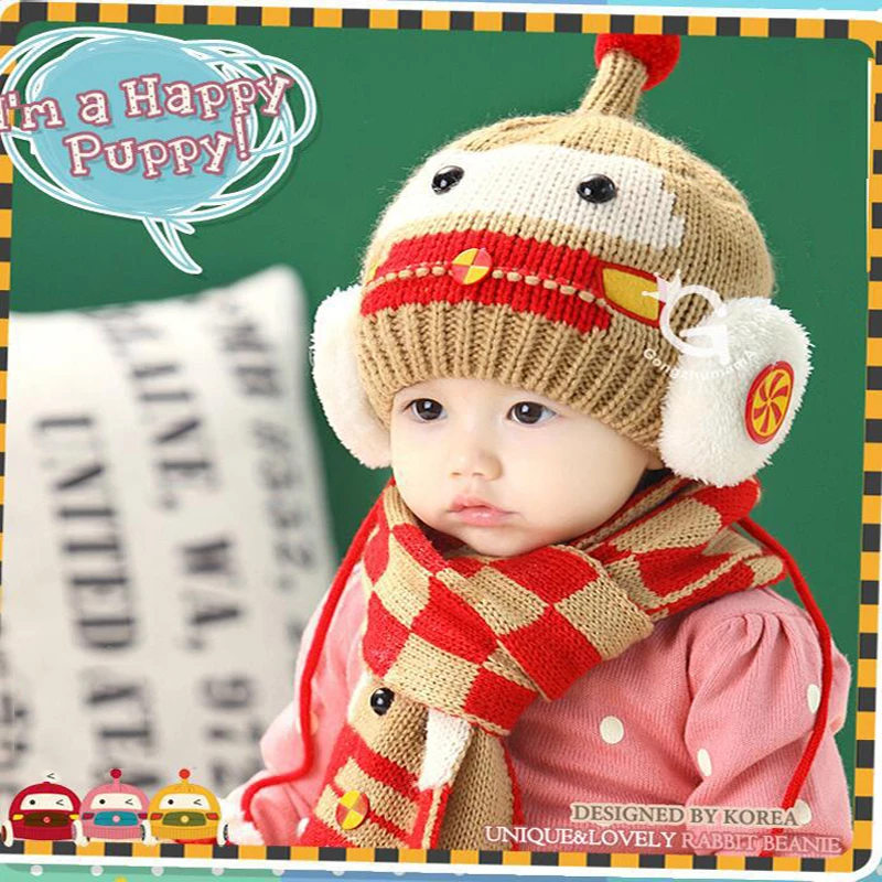 Комплект из 2 предметов Детский набор шапки и шарфа для малышей детей постарше