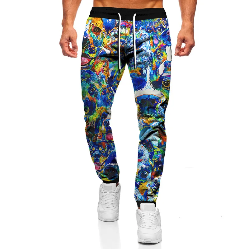 

Fashion Autumn Harajuku Street Sports Pants 2021 Spring Animal Dog 3D Printing Loose Casual Unisex Trousers All-match Trend