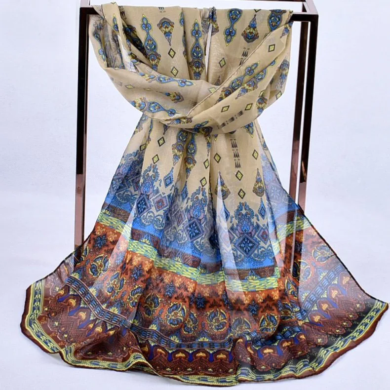 Весенняя двухцветная шелковая сатиновая квадратная лента для волос хиджаб