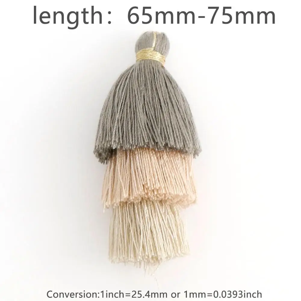 2 шт. 7 см трехслойная градиентная хлопковая нить кисточка для брелока подвесная