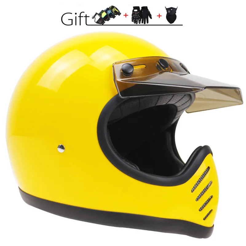 

Japanese TT&CO Cascos Style Fiberglass Full Face Motorcyle Helmet MOTO-3 Cafe Racer Helmet DOT Approved Vintage Scorpion Helmet