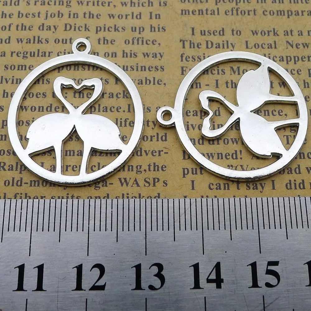

100pcs Crane Charms 27mm x 30mm DIY Jewelry Making Pendant antique silver color