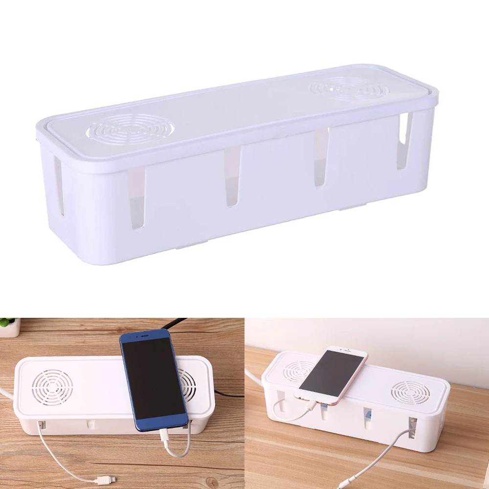 Пластиковая коробка органайзер для проводов и кабелей настольный держатель