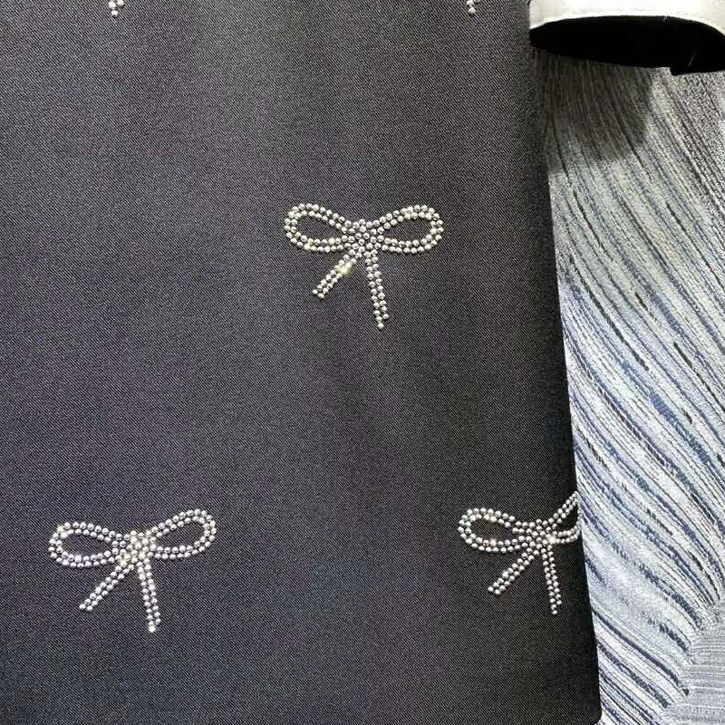 

SEQINYY Fashion Runway Dress 2020 Spring Autumn New Design Women Long Sleeve Bow Beading High Quality Black Mini Slim