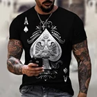 Мужская футболка с коротким рукавом, летняя и повседневная, с красочным 3d принтом Ace Of Spades, оверсайз, дышащая, для спорта, искусственная кожа