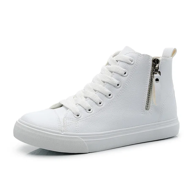 Новые зимние кожаные повседневные туфли белые женские сапоги на молнии высокие