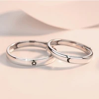 fashion simple opening sun moon ring minimalist silver color sun moon adjustable ring for men women couple engagement jewelry