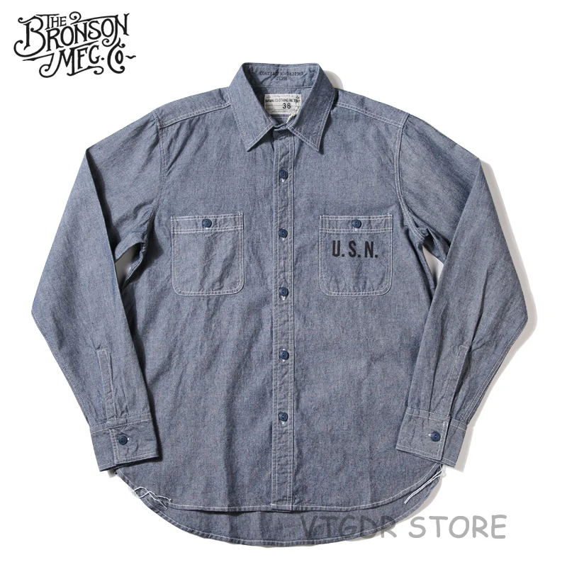 

Bronson WW2 USN льняные рубашки с короткими рукавами Для Мужчин's Винтаж кромки военно-морской флот усталость общего назначения