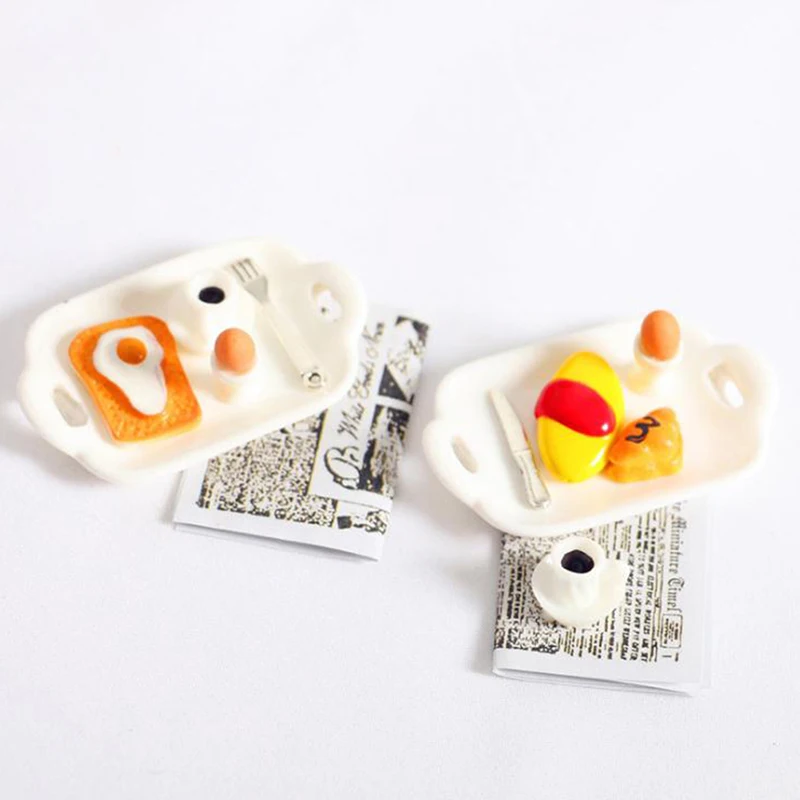 

1/12 1/6 Dollhouse Miniature Breakfast Plate Egg Bread Dolls House Accessories New