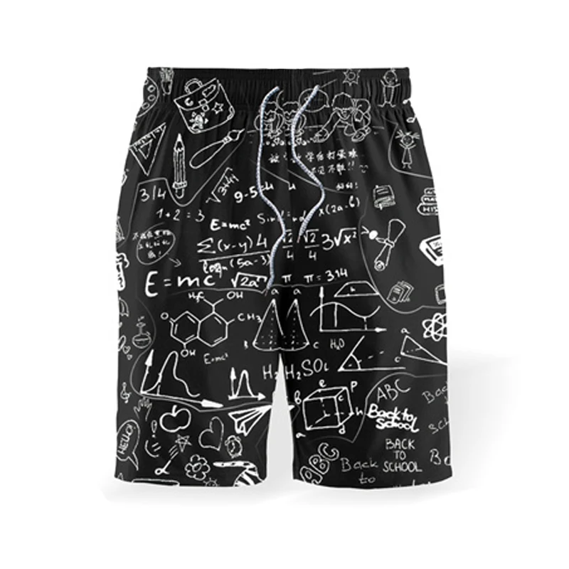 

Summer Men's Sets Mathematical Formula Print Black Short Sleeve Shirts + Shorts 2 Packs Trendy T-Shirts Suit Student Streetwear