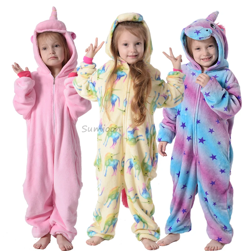 Пижама кигуруми в виде единорога комбинезон с животными для детей одежда сна